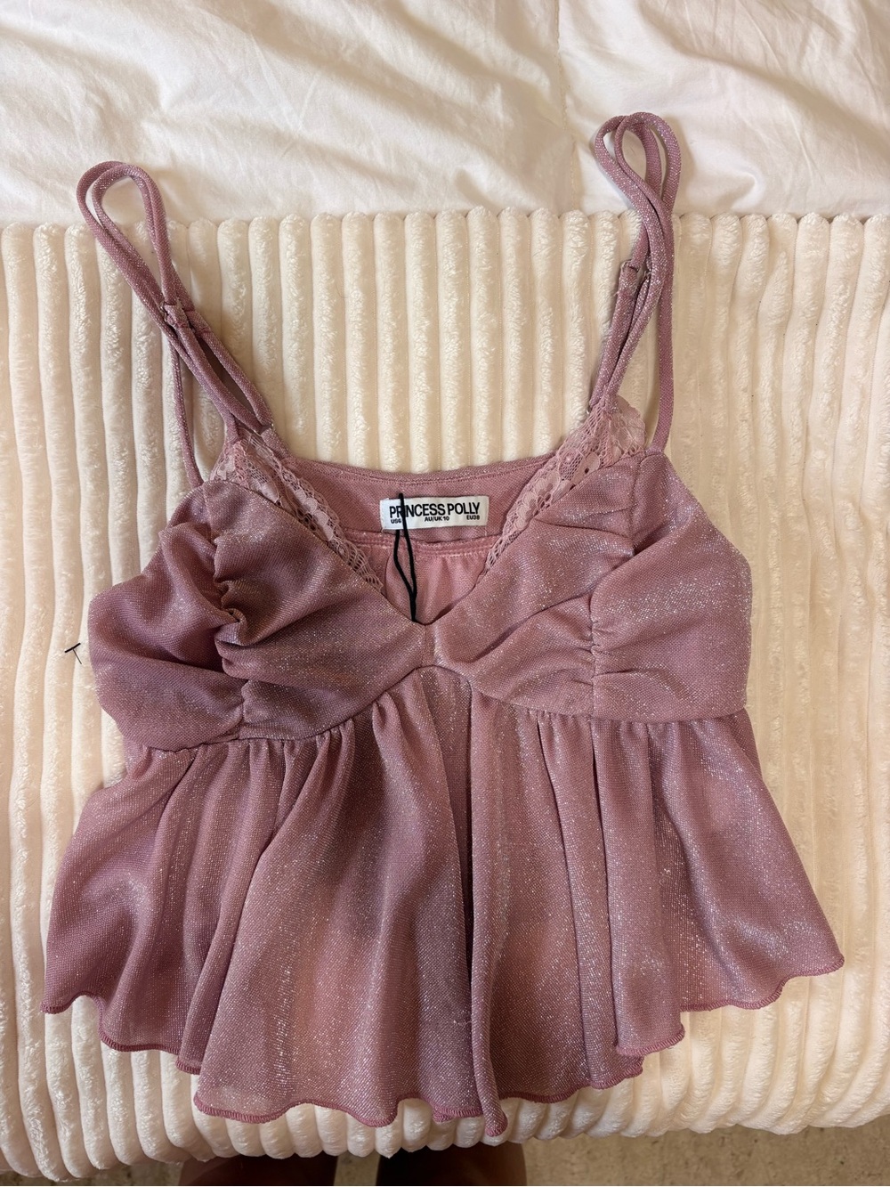 Princess Polly Rose Dusty Glitter Peplum Cami